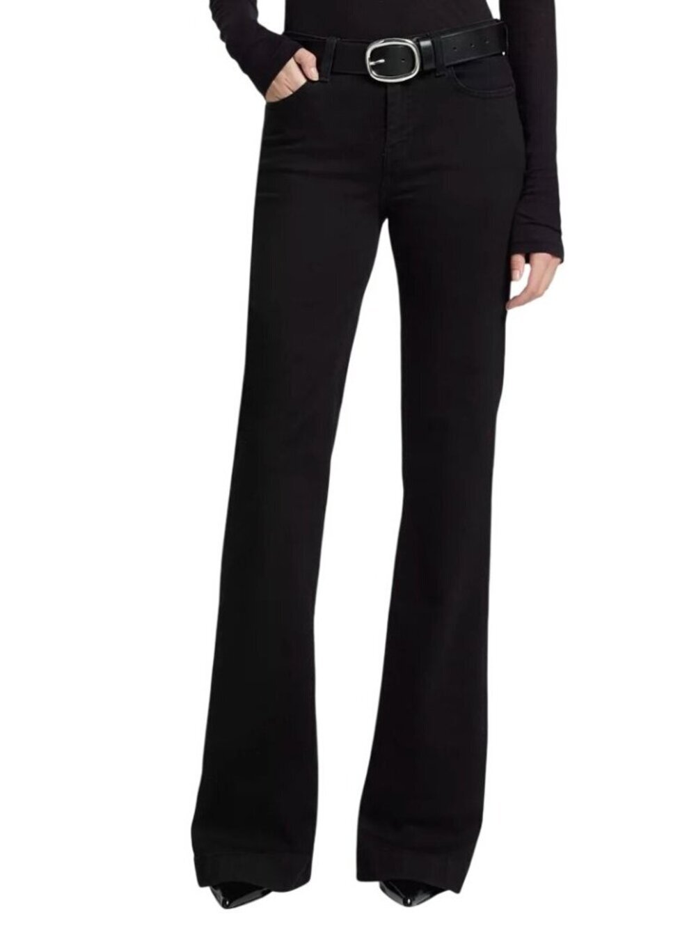 NWT 7 For All Mankind Dojo Tailorless Flare Jeans Nightblack Size 31 MSRP $168